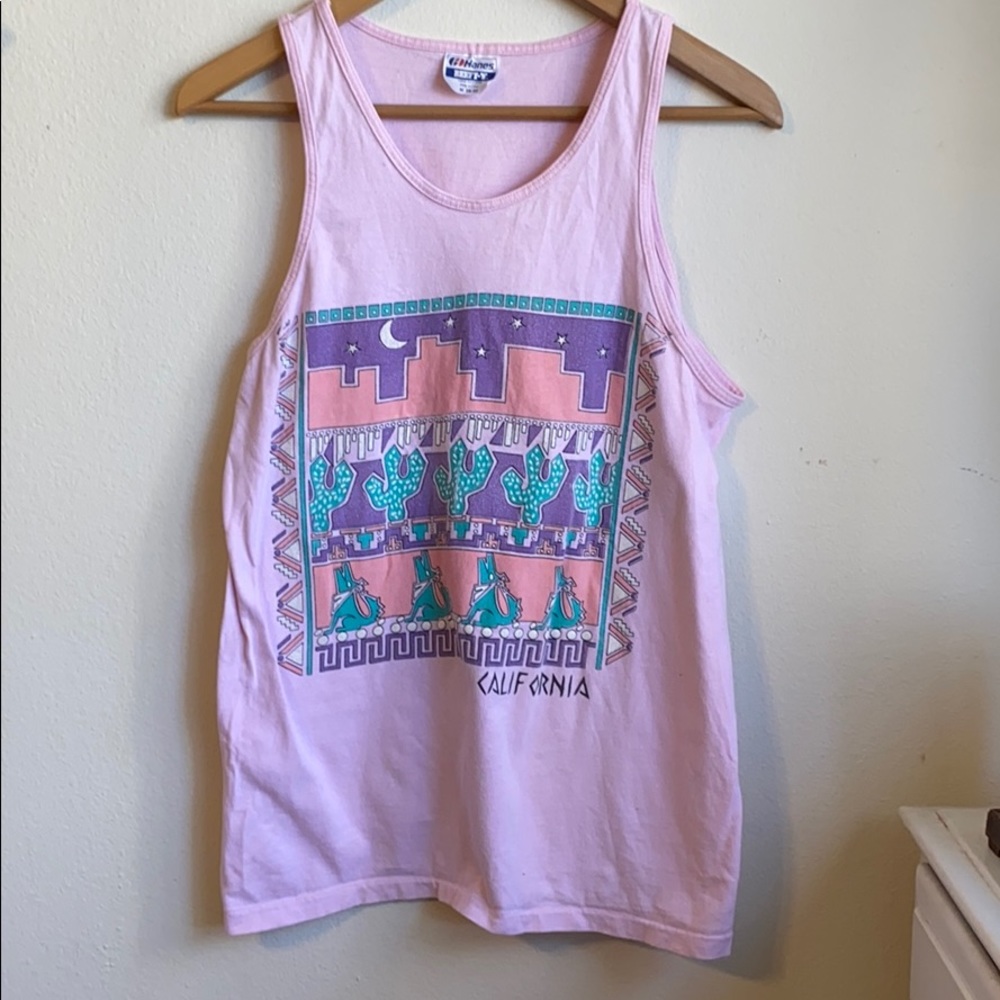 Retro light pink California tank top
